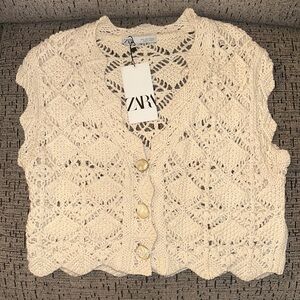 Zara Cream Crochet Women's Cardigan NWT